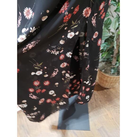 Lilian Women Black Floral Polyester Cold Shoulder Long Sleeve Long Maxi Dress 2X - Picture 5 of 13